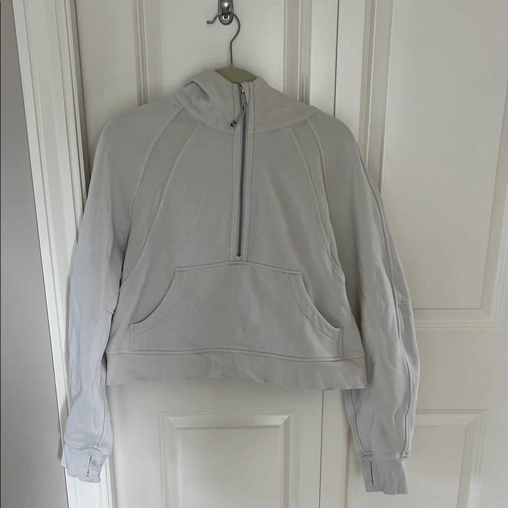 Lululemon Off White Cropped Hooded Scuba